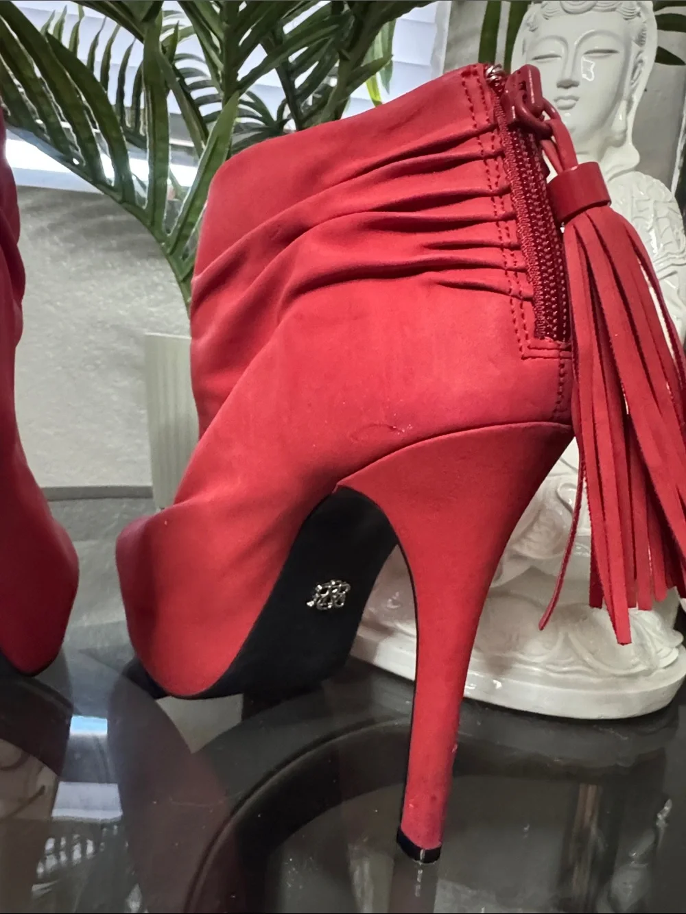 Rock & Republic Red Tassel Peep-Toe platform Ankle Boots - Women